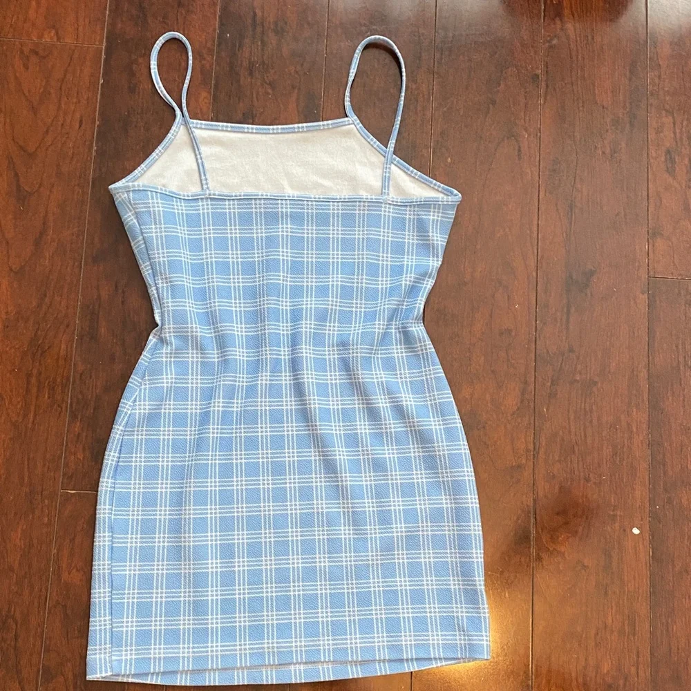 Blue plaid mini dress - Picture 2 of 2